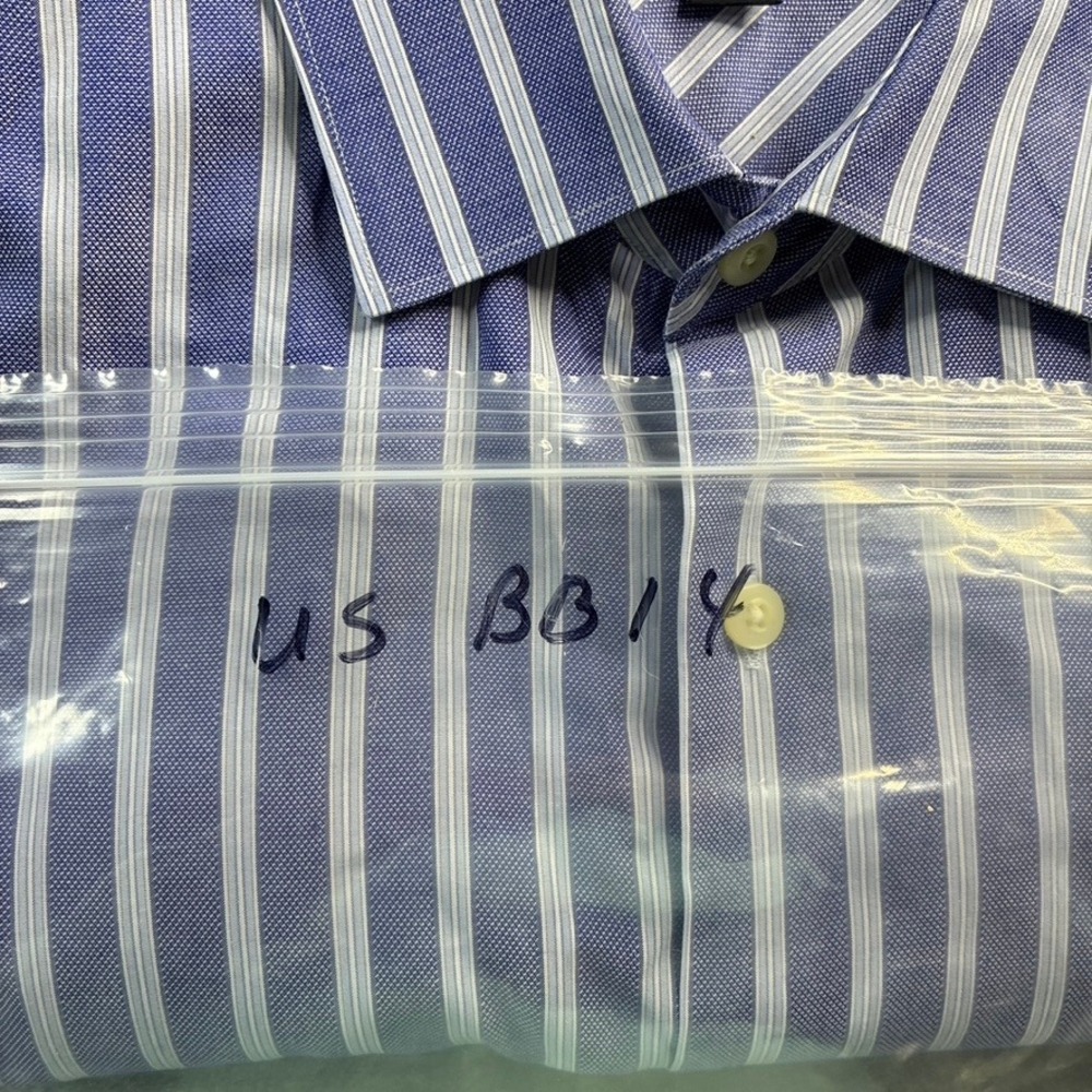 Banana Republic Fitted Blue White Stripe Dress‎ Shirt XL 17-17 1/2 Cotton - Picture 14 of 14